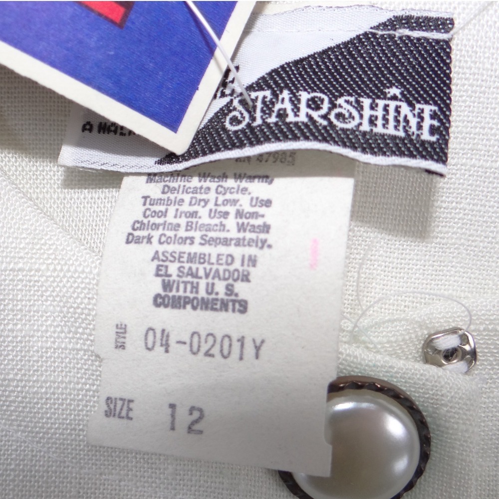 NWT Vintage Sunshine Starshine Women Navy White Pleated Drop Lace Waist Dress 12 - Picture 2 of 10